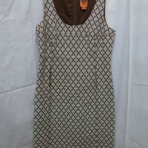 Tory Burch-Brown/White Sleeveless Dress - Size 6